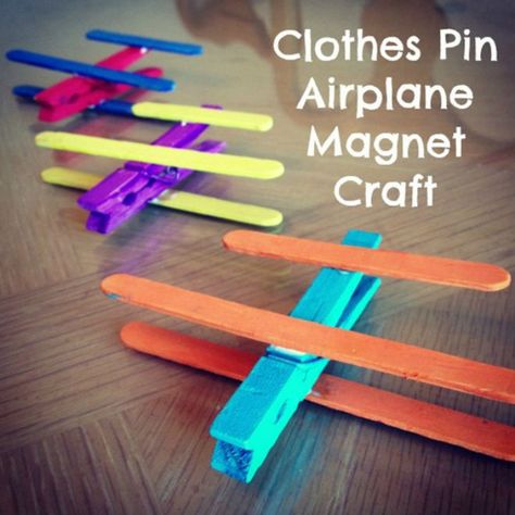 11 fun popsicle stick crafts Clothes Pin Airplane, Prek Transportation, Florida Crafts, Plane Crafts, Transportation Unit, Clothespin Crafts, Airplane Crafts, Clothes Pegs, Kid Projects