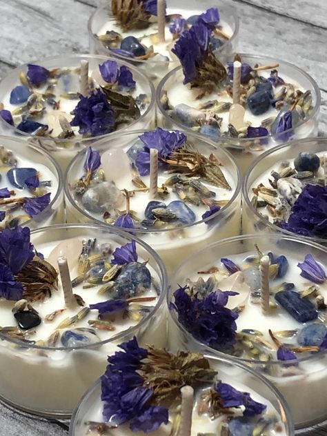 Vanilla Tea Lights, Vanilla Soy Botanical Tea Lights, Crystal and Gemstone Tea Lights, Soy Tea Lights by Burningtreecandle on Etsy Dinner Party Candles, Burning Tree, Vanilla Bean Buttercream, Candles Crystals, Vanilla Tea, Christmas Tree Scent, Botanical Tea, Spring Candles, Fragrant Candles