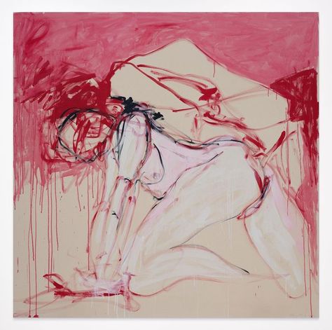 White Cube on Instagram: "In Focus: Tracey Emin, ‘Every Way I See You’ (2022) at Art Basel Miami Beach (Stand E8) In this painting, a female figure, positioned on all fours, is situated in front of a topographical backdrop, with vigorous strokes of red and pink almost enveloping the body and landscape. The posture, combined with the energetic brushwork, implies a struggle to rise up, as if caught in an effort to summon the spirit to carry on. As Tracey has said: ‘The desire of wanting someone Tracey Emin Painting, Painting Ideas On Canvas Body Positivity, Tracy Emin Art, Tracy Emin, Tracey Emin Art, Mexico Colors, Tracey Emin, Art Basel Miami, Digital Art Gallery