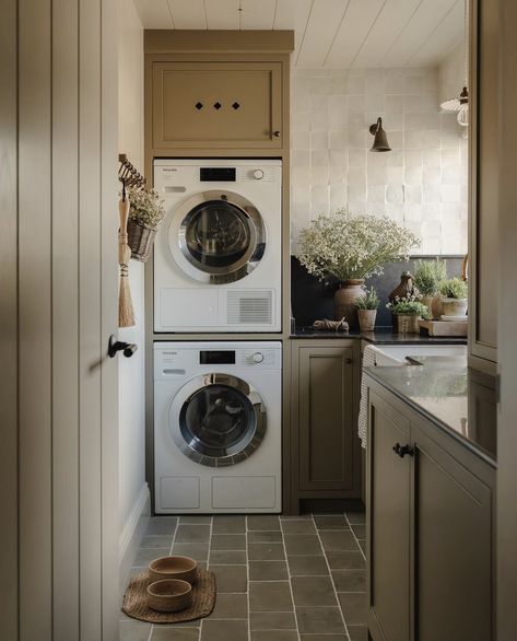 Cottage Laundry Room, Boot Rooms, Laundry Nook, Stacked Laundry Room, Pantry Laundry Room, Pantry Laundry, Laundry Room Renovation, Laundry Room Inspiration, Laundry Closet