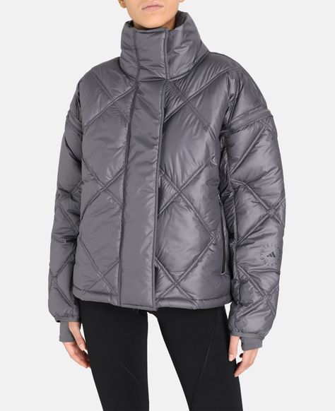 Women's GREY | Adidas by Stella McCartney Short Puffer Jacket, Puffer Coats, Eco Clothing, Sustainable Fashion Brands, Adidas By Stella Mccartney, Adidas X, Stella Mccartney Adidas, Bomber Jackets, Eco Fashion