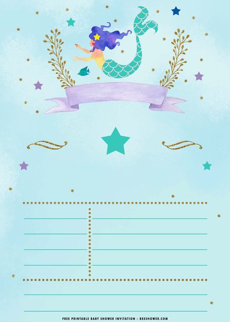 Nice (FREE Printable) - Watercolor Mermaid Birthday Invitation Templates Mermaid Birthday Party Invitations Free Printable, Mermaid Invitation Template Free, Mermaid Birthday Invitations Free, Mermaid Invitation Template, Little Mermaid Invitations, Mermaid Baby Shower Invitations, Birthday Party Invitations Free, Mermaid Birthday Party Invitations, Pirate Invitations