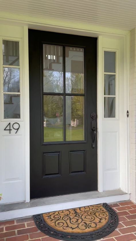 design_genes on Instagram: I went for it! Many of you wanted me to stick with the black door. What do you think now? I think I love it?!? Good thing @tweetjolie… Front Door Black, Dc House, Exterior Entry Doors, Door Black, Black Door, Front Entry Doors, Exterior Ideas, Black Doors, Exterior House Colors