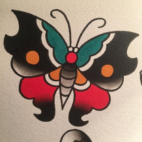 American Traditional Butterfly Flash, Traditional Butterfly Tattoo Flash, Trad Butterfly Tattoo, Traditional Tattoo Butterfly, Butterfly Traditional Tattoo, American Traditional Butterfly, Primitive Tattoo, Tattoo Papillon, Trad Flash