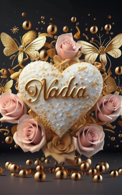 Nadia Name Wallpaper, Nadia Name, Happy Birthday Wishes Cake, Birthday Wishes Cake, Rose Flower Pictures, Alphabet Images, Girly Drawings, Name Wallpaper, Cute Names