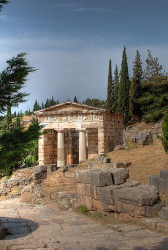 Treasury of the Athenians (View 1) | Flickr - Photo Sharing! Delphi Greece, Greek History, Visiting Greece, Acropolis, Ancient Architecture, Ancient World, Archaeological Site, Ancient Ruins, Athens Greece