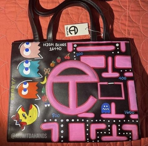 Painted Telfar Bag, Painted Telfar, Telfar Bags, Telfar Bag, My Style Bags, Handpainted Bags, Girly Bags, Handbag Heaven, Luxury Purses