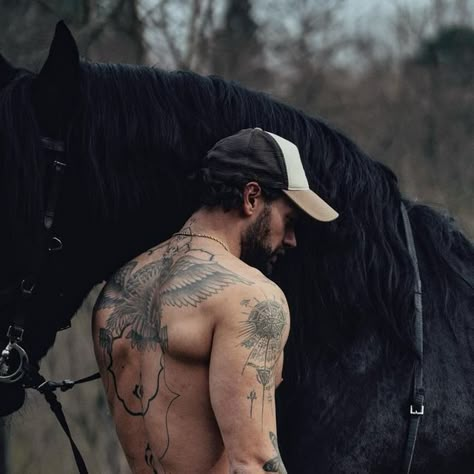 Quentin emery on Instagram: "In their eyes, we see our reflection; in their hearts, we find our soul. @harabickidere 📍" Tattooed Cowboy Aesthetic, Tattooed Cowboy, Quentin Emery, Dark Skin Light Hair, Guys In Love, Espresso Hair Color, Rugged Man, Cowboy Books, Lumberjack Style