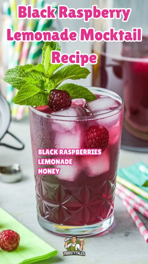 "Quench your thirst with this refreshing Black Raspberry Lemonade Mocktail recipe! Perfect for summer gatherings, this non-alcoholic drink combines the rich flavors of black raspberries with zesty lemon for a fruity delight. Try our Spicy Black Raspberry Lemonade for a unique twist! Enjoy this easy-to-make Black Raspberry Mocktail Recipe that’s ideal for any occasion. Refreshing and delicious, this Black Raspberry Lemonade Non-Alcoholic drink is a must-try." Halloween Mocktails Non Alcoholic, Lemonade Mocktail Recipe, Unique Alcoholic Drinks, Mocktail Party, Fruity Alcohol Drinks, Raspberry Drink, Black Raspberries, Vegan Cheese Recipes, Mimosa Recipe