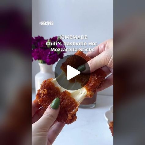 TikTok · Viral Recipes Viral Recipes, Nashville Hot, Homemade Chili, Mozzarella Sticks, Tiktok Viral, Frying Oil, 2 Eggs, Mozzarella Cheese, Cayenne