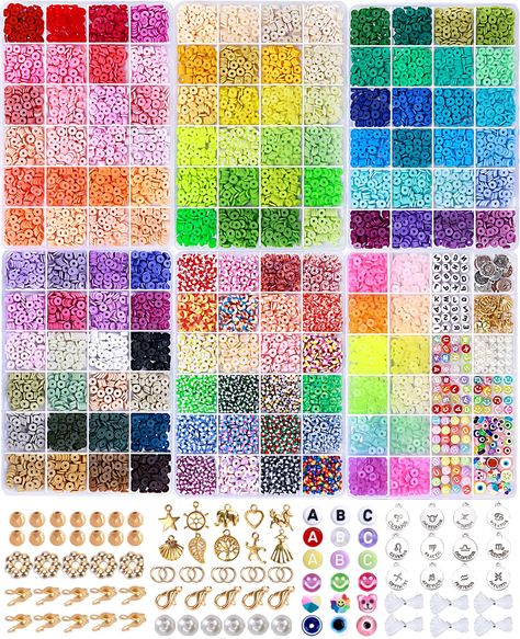 PRICES MAY VARY. Rainbow Colored Clay Beads Kit: Totally appro. 11108 Pcs clay beads and charms kit for jewelry making kit placed in 6 boxes. Clay beads has 10560pcs (132colors* 80pcs). Charms kit includes 548pcs, you can make bracelets/jewelry in different colors to match different themes Premium Material: Clay beads for bracelet making are made of high quality polymer clay, safe and skin-friendly, light-weight and comfortable to wear. Bright colors that will not fade Trendy Gifts Choice: With Bracelet Patterns Clay Beads, Clay Bead Bracelet Kit, Clay Bead Kit, Bracelets Kits, Bead Bracelet Kit, Ghostbusters Party, Make Clay Beads, Beads Kit, Diy Kandi Bracelets