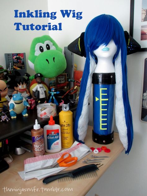 TheNinjasWife — I’ve always wanted to do some cosplay but was... Splatoon Cosplay Diy, Inkling Cosplay, Splatoon Costume, Splatoon Birthday, Splatoon Cosplay, Wig Tutorial, Callie And Marie, Elmer's Glue, Cosplay Tutorial