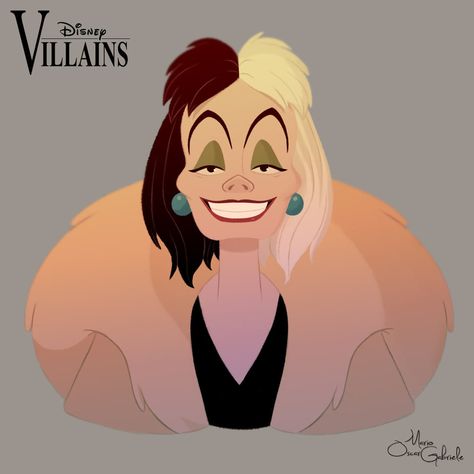 Cruella De Vil by MarioOscarGabriele on DeviantArt Disney Villain Party, Evil Disney, Disney Wallpapers, Disney Cards, Twisted Disney, Pinturas Disney, 101 Dalmatians, Disney Fan Art, Disney Pictures