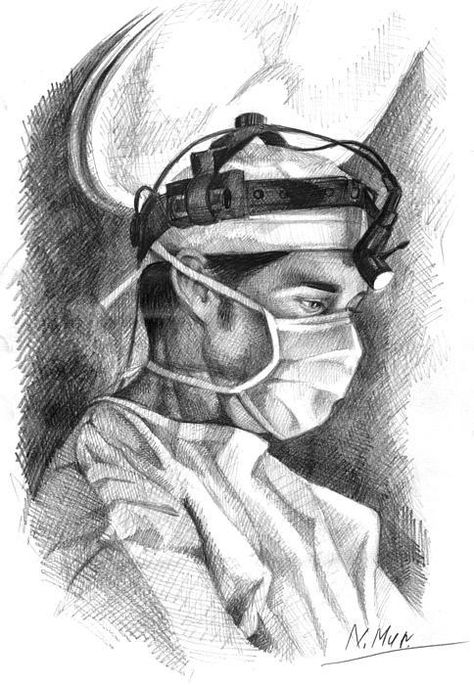 Surgeon Poster By Natali Murashko Surgeon Drawing Sketch, Dental Sketches, Doctor Sketch Drawings, Doctor Art Drawings, Surgeon Drawing, Doctor Painting, Medical Drawings, Doctor Drawing, Fruit Art Drawings