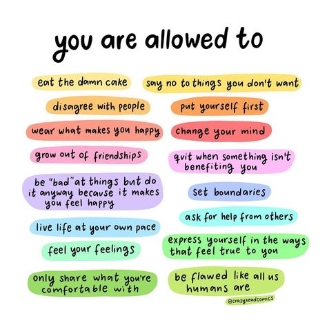 ᴍᴀᴛɪʟᴅᴀ on Instagram: “in case you needed to hear any of this today 💛 #mentalhealth #crazyheadcomics” A Silent Voice, Positive Self Affirmations, Mental And Emotional Health, Self Care Activities, Self Compassion, Mental Health Matters, Health Quotes, Coping Skills, Feeling Happy