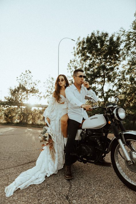 Bride And Groom Motorcycle, Biker Wedding Photos Motorcycle Couple, Wedding Photography Motorcycle, Motorcycle Bride And Groom, Engagement Photo Motorcycle, Wedding Photo Motorcycle, Wedding Photos With Motorcycle, Motorcycle Elopement Photos, Motorbike Wedding Photos