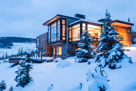 winter homes, house design pictures Modern Contemporary Exterior, Pearson Design Group, Montana Mountains, Modern Mountain Home, Contemporary Exterior, Lakefront Homes, Rustic Home Design, Modern Mountain, Mountain Modern