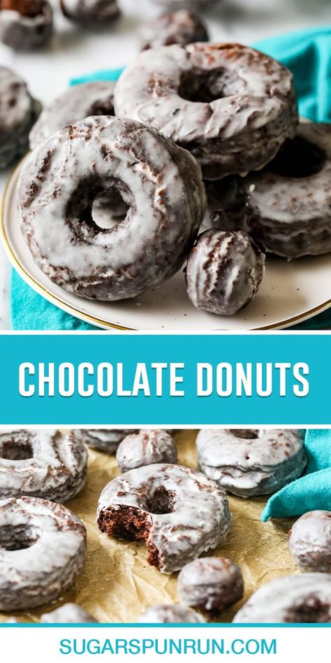 Old-Fashioned Chocolate Donuts - Sugar Spun Run Tim Hortons Old Fashioned Plain Donut Recipe, Fried Chocolate Donut Recipe, Sugar Spun Run Recipes, Old Fashioned Plain Donut Recipe, Plain Donut Recipe, Soft Donut Recipe, Donut Recipe Fried, Chocolate Doughnuts Recipe, Sugar Donuts Recipe