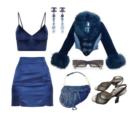 #look #aesthetic #fashion #blue #outfitideas White Black And Blue Outfit, Dark Blue Y2k Outfit, Midnight Blue Outfit Aesthetic, Dark Blue Outfit Ideas, Dark Blue Outfit Aesthetic, Blue Outfits Aesthetic, Dark Blue Outfits, Navy Blue Outfit Ideas, Dpr Concert