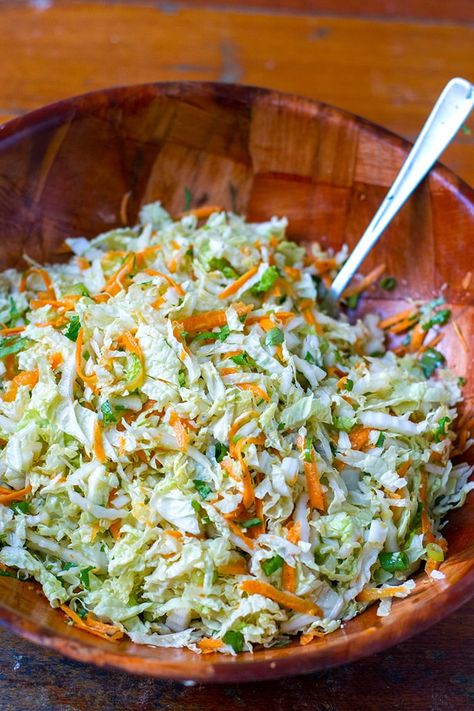 Asian Napa Cabbage Salad, Cabbage Based Salads, Recipes Using Napa Cabbage, Napa Cabbage Recipes Salad, Nappa Cabbage Salad Recipes, Nappa Cabbage Recipes, Cabbage And Carrot Salad, Napa Salad, Chicken Rissoles