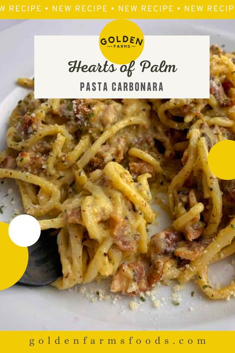 Palm Heart Pasta Recipes, Heart Of Palm Rice Recipes, Heart Of Palm Pasta Recipes, Hearts Of Palm Recipes Pasta, Heart Of Palm Pasta, Hearts Of Palm Pasta, Pasta Alternative Low Carb, Keto Noodles, Recipe With Bacon