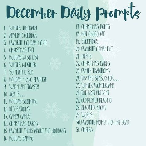 December Prompts, December Inspiration, December Daily Ideas Inspiration, Christmas Journaling, Photography Challenges, December Projects, December Photo Challenge, December Challenge, Alphabet Board