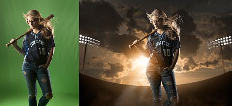 How to Get the Best Results Using Green Screen Photography - Game Changers by Shirk Photography LLC Indoor Sports Photography Settings, Sports Photography Editing, Camera Setting For Outdoor Sports, Baseball Photography Settings, Night Sports Photography Settings, High School Sports Photography, Green Screen Photography, Baseball Photography, Sport Portraits