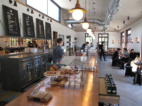 A look inside the brand-new Verve Coffee Roasters cafe in West Hollywood. Verve Coffee Roasters, Verve Coffee, Industrial Cafe, Starbucks Rewards, Bank Building, Banks Building, Coffee Roasters, Coffee Bean, Cafe Design