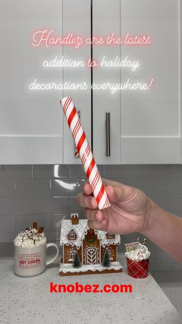 Knobēz: Decorative Cabinet Knob Covers on Instagram: "Full design for the Red Peppermint Stick Handlez!!! Get them before they’re gone! #holiday #holidays #christmas #hardware #holidaydecor" Kitchen Cabinet Door Handles, Peppermint Sticks, Cane Handles, Kitchen Knobs, Kitchen Pulls, Christmas Cover, Decorative Cabinet, Cupboard Handles, Kitchen Cabinet Knobs