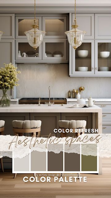 Lilly Ashley: Transform Your Modern Kitchen: Best Colors, Wood Tones, and Greenery Tips for a Stylish Space Kitchen Neutral Colors, Neutral Kitchen Colors, Neutral Kitchen, Aesthetic Color, Herb Pots, Wood Tones, Butcher Block Countertops, Grey Kitchen, Under Cabinet Lighting