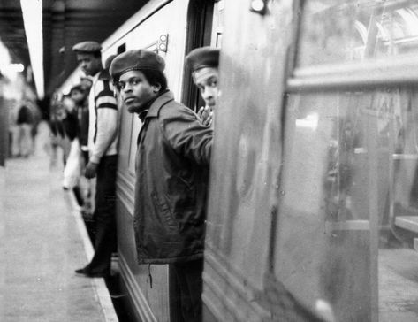 Members of the volunteer crime fighting organization, The Guardian Angels, patrol a subway car. The group was founded in 1979 in New York City in response to the increase in crime on the subway. Subway Editorial, 1980s Photos, Jamel Shabazz, Subway Car, New York City Subway, Through The Decades, My Hood, The Boogie, New York Subway