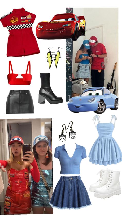 Lightning Mcqueen Sally Costume, Lighting Mcqueen And Sally Costumes, Sally And Mcqueen Costume, Scary Movie Characters Costumes, Sally From Cars Costume, Sally Cars Costume, Lightning Mcqueen And Sally Costume, Lightning Mcqueen Costume Women, Costume For Brunettes