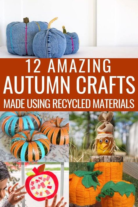 Create beautiful autumn crafts with materials you will find in your recycling bin. It’s a fun way to make autumn crafts while being eco-friendly. Recycled Fall Crafts, Easy Autumn Crafts, Recycled Book Crafts, Recycled Decor, Eco Crafts, Easy Fall Crafts, Thanksgiving Art, Green Craft, Tin Can Crafts