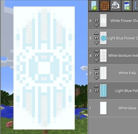 Minecraft Ice Banner, Banner Designs Minecraft Cute, Cute Banners For Minecraft, Cute Banners In Minecraft, Flag Designs Minecraft, Banners On Minecraft, How To Make Cute Banners In Minecraft, Water Banner Minecraft, Flag Minecraft Banners