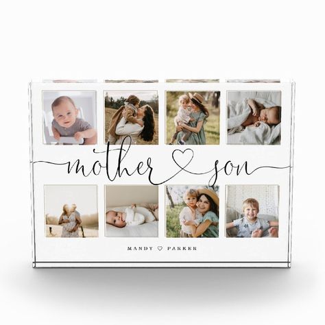 Mother Son Heart Script  Photo Grid Collage  Zazzle Collage Layout, Grid Collage, Collage Gift, Photo Collage Gift, Special Gifts For Mom, Mom And Son, Photo Wall Gallery, Mom Photos, Photo Grid