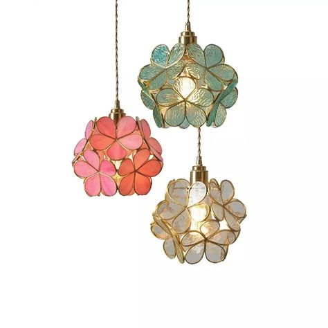 https://whisperia.shop/modern-creative-flower-lamp-elegant-table-light/ Flower Pendant Light, Stained Glass Pendant Light, Flower Ceiling, Bedroom Light Fixtures, زجاج ملون, Copper Pendant Lights, Copper Lighting, Glass Pendant Lamp, Led Pendant Lights