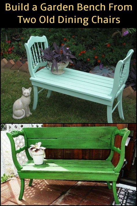 Garden Bench Diy, Diy Bench, Garden Yard Ideas, Recycled Furniture, Garden Bench, Redo Furniture, Garden Crafts, Outdoor Projects, Furniture Projects