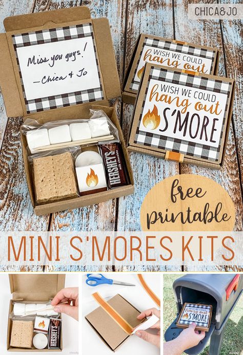 Individual S’more Kits, Snack Kit Gift Ideas, Holiday Boutique Ideas Diy Gifts, Individual S’mores Kits, Smore Kit Party Favor, S’mores Kit Gift, S’mores Packaging Ideas, Box For Wedding Gifts, Individual Smore Packs