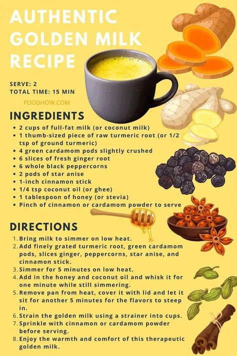 How to make traditional golden milk? #NutritionFactsHowToEatHealthy How To Eat Turmeric, Golden Milk Recipe Turmeric, Golden Milk Tea, Raw Turmeric, Cooking With Turmeric, Golden Milk Recipe, Turmeric Drink, Turmeric Milk, Turmeric Recipes