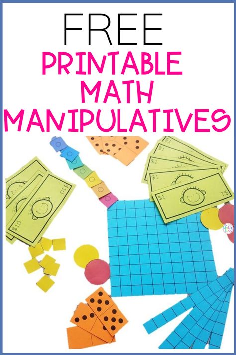 Use these free printable math manipulatives with your first and second grade students this school year! These printable manipulatives include base ten blocks, counters, cubes, dominoes, two-sided disks and learning templates as well. Use these free printable manipulatives to put together an at home math kit for your 1st or 2nd graders. Printable Math Manipulatives, Free First Grade Math Printables, Printable Base Ten Blocks Free, Math Kits First Grade, First Grade Math Tool Kit, Domino Template Free Printable, Math Tool Kit 2nd Grade, Math Tool Kit Kindergarten, Addition Manipulatives