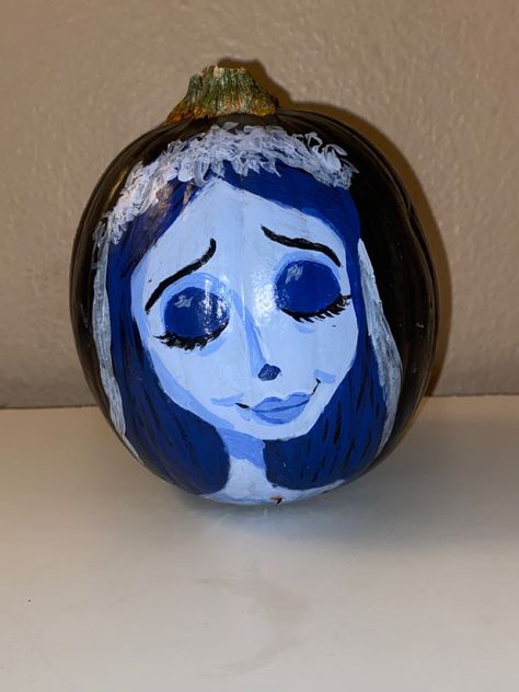 Edward Scissorhands Pumpkin Painting, What To Draw On A Pumpkin, Pumpkin Painting Ideas Tim Burton, Colorful Painted Pumpkins, Corpse Bride Painted Pumpkin, Pumpkin Painting Corpse Bride, Caroline Pumpkin Painting, Pumpkin Painting Ideas Corpse Bride, Coraline Pumpkin Painting Ideas