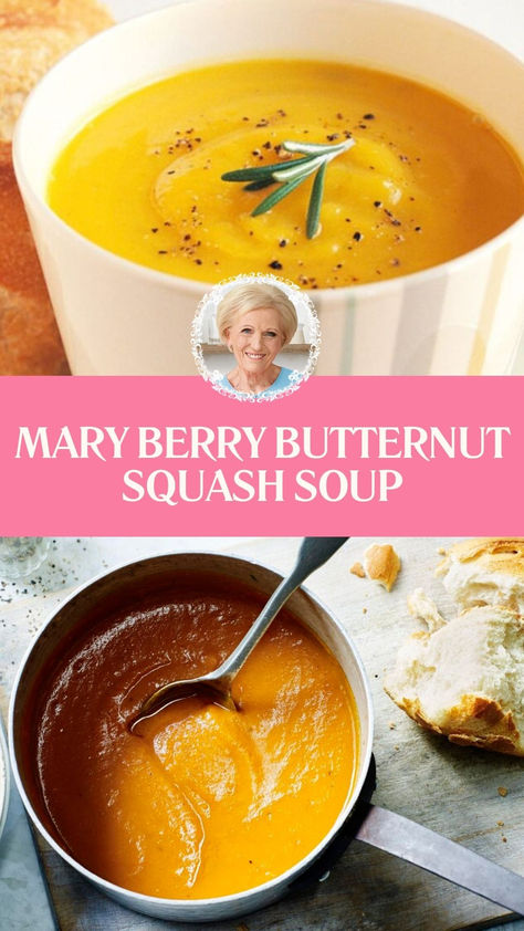 Mary Berry Butternut Squash Soup Butternut Squash Soup With Ginger, Easy Butternut Squash Soup, Easy Butternut Squash, Butternut Soup, Mary Berry Recipe, Produce Recipes, Berry Recipes, Savoury Recipes, Chefs Table