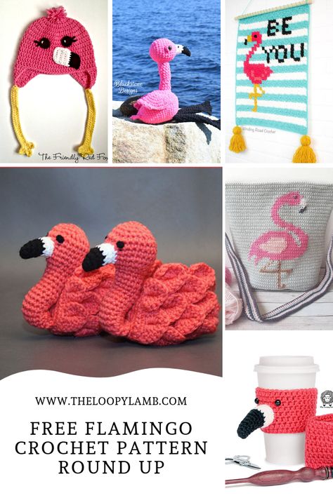 Free Flamingo Crochet Pattern Round Up by The Loopy Lamb.Looking for the best free flamingo crochet patterns on the internet? Check out this round up! Round up includes great patterns for a flamingo cup cozy, flamingo hats, flamingo wallhangings, flamingo decor, flamingo baby booties and more!#freeflamingocrochetpatterns #crochetpattern #flamingo #flamingocupcozy #flamingohat #flamingowallhanging #amigurumi #amirugumiflamingo #flamingobabyshoes #flamingodecor #flamingo #c2cflamingo #c2c #freecro Crochet Flamingo Pattern Free Easy, Free Flamingo Crochet Pattern, Flamingo Crochet Pattern, Amigurumi Flamingo, Flamingo Cup, Crochet Flamingo, Flamingo Stuff, Craft Hobbies, Cup Cozy Pattern