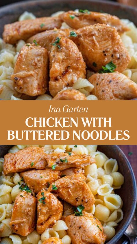 Ina Garten Chicken With Buttered Noodles Small Pasta Shells, Chicken Bouillon Powder, Ina Garten Chicken, Buttered Noodles Recipe, Shell Pasta Recipes, Chicken Bouillon, Ina Garten Recipes, Pasta Shells, Buttered Noodles