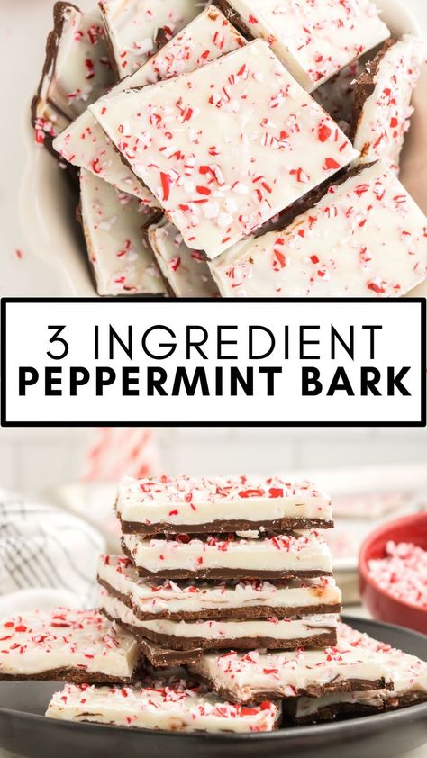 Peppermint Bark is a classic Christmas candy with just three ingredients! This easy candy bark with white chocolate, dark chocolate and a touch of peppermint is a great gift for everyone on your list. No Egg Peanut Butter Cookies, Peanut Butter Cookies No Egg, Peanut Butter Cookies Chocolate, Chocolate Peppermint Bark Recipe, Peppermint Bark Recipes, Easy Christmas Candy Recipes, Christmas Candy Easy, Chocolate Peppermint Bark, Easy Christmas Treats