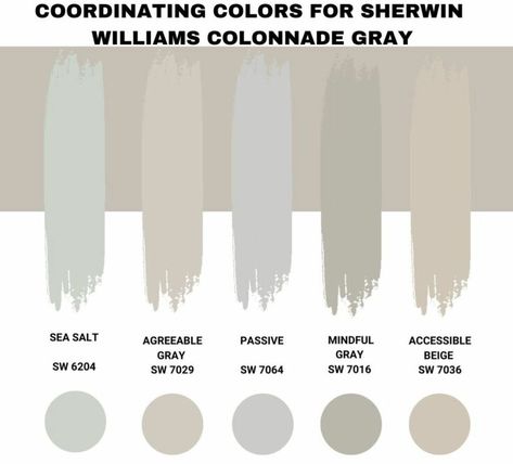 Coordinating Colors For Sherwin Williams Colonnade Gray Colonnade Grey Color Scheme, Sherwin Williams Passive Gray Coordinating Colors, Colonnade Gray Sherwin Williams Exterior, Colonnade Gray Sherwin Williams, Repose Gray Coordinating Colors, Functional Gray Sherwin Williams, Sherwin Williams Colonnade Gray, Gray Office Ideas, Agreeable Gray Coordinating Colors