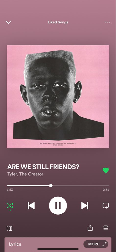 Tyler The Creator Songs, Tyler The Creator Lyrics, Are We Still Friends, Spotify Screenshot, Tyler The Creator Wallpaper, Hip Hop Classics, Friends Poster, Friends Wallpaper, Lyrics Aesthetic