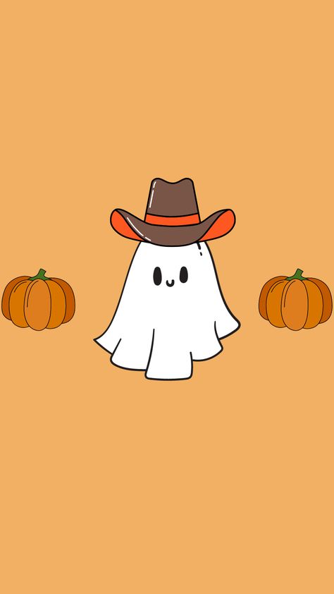 Ghost With Cowboy Hat Nails, Country Halloween Wallpaper, Cowboy Pumpkin Painting, Pumpkin Carving Ideas Ghost, Cowgirl Halloween Background, Ghost Wearing Cowboy Hat Tattoo, Ghost With Cowboy Hat Wallpaper, Ghost Wearing Cowboy Hat, Cowboy Pumpkin