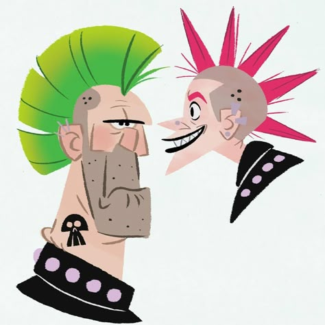 Dom Scruffy Murphy on Instagram: “Punks . . . [ patreon/scruffyshenanigans ] . . . #punk #character #rock #fashion #work #hair #sketch #dailysketch #dailydrawing #shape…” Punk Character Design, Punk Illustration, Punk Character, Punk Drawing, Work Hair, Hair Illustration, Hair Sketch, Jem And The Holograms, Punk Art