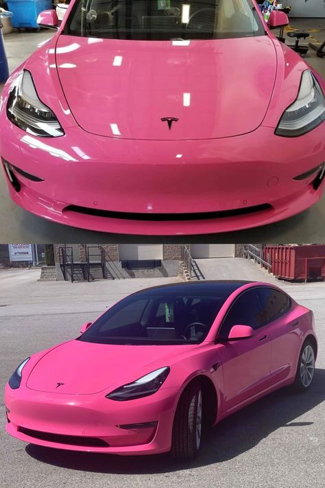 Tesla Model X Pink, Pink Tesla Car Aesthetic, 2023 Tesla Model 3, Pink Tesla Model 3, Pink Tesla Car, Cute Tesla, Tesla Car Luxury, Tesla Colors, Tesla Auto